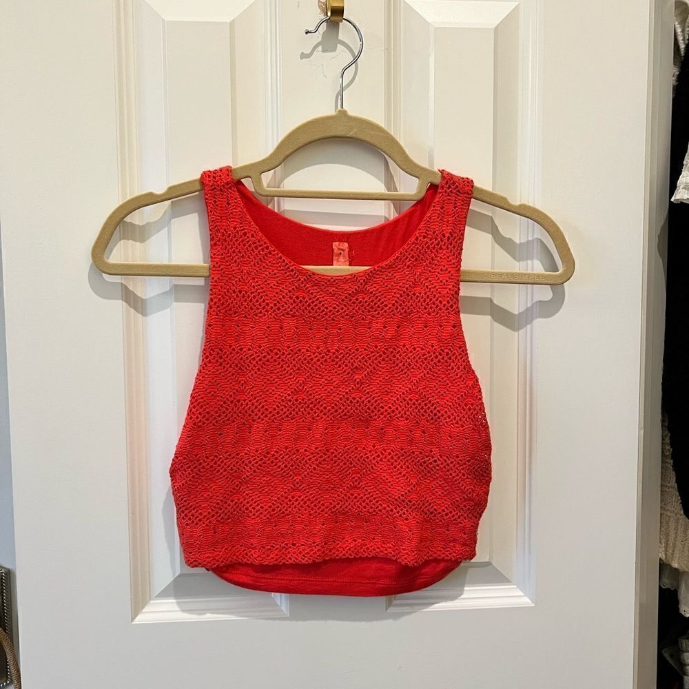 Red halter neck crop top